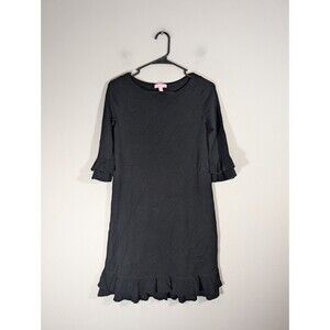 Lilly Pulitzer Womens Black 100% Merino Wool Ruffle Hem Dress Sz S Classic